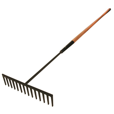 610017 14-Tine Steel Asphalt Rake  with Wooden Handle 