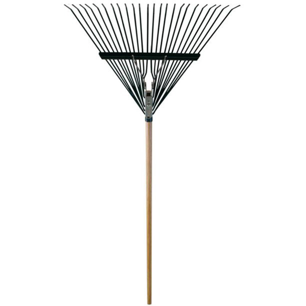 620024 24T Spring Lawn Rake with   Wood Handle