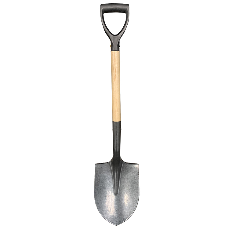 S66005 Round-Point Digging Shovel, 22'' Wooden Handle with D-Grip